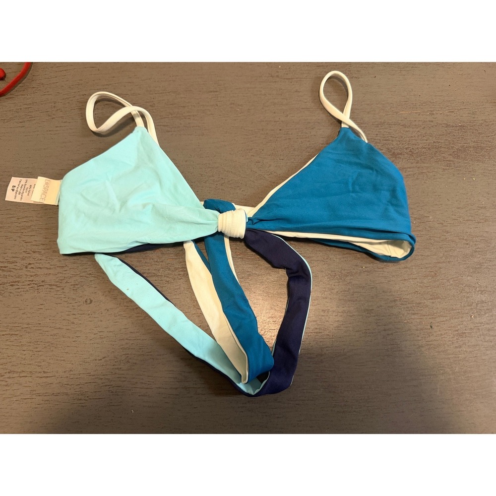 L*Space Colorblock Wrap Bikini Top Blue Teal Navy Small RN 130061